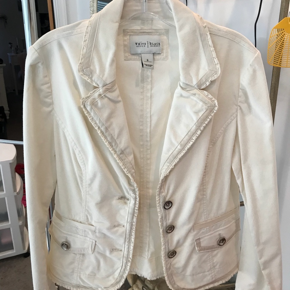 💞White Black Fitted Corduroy Blazer~ EUC ~6💞